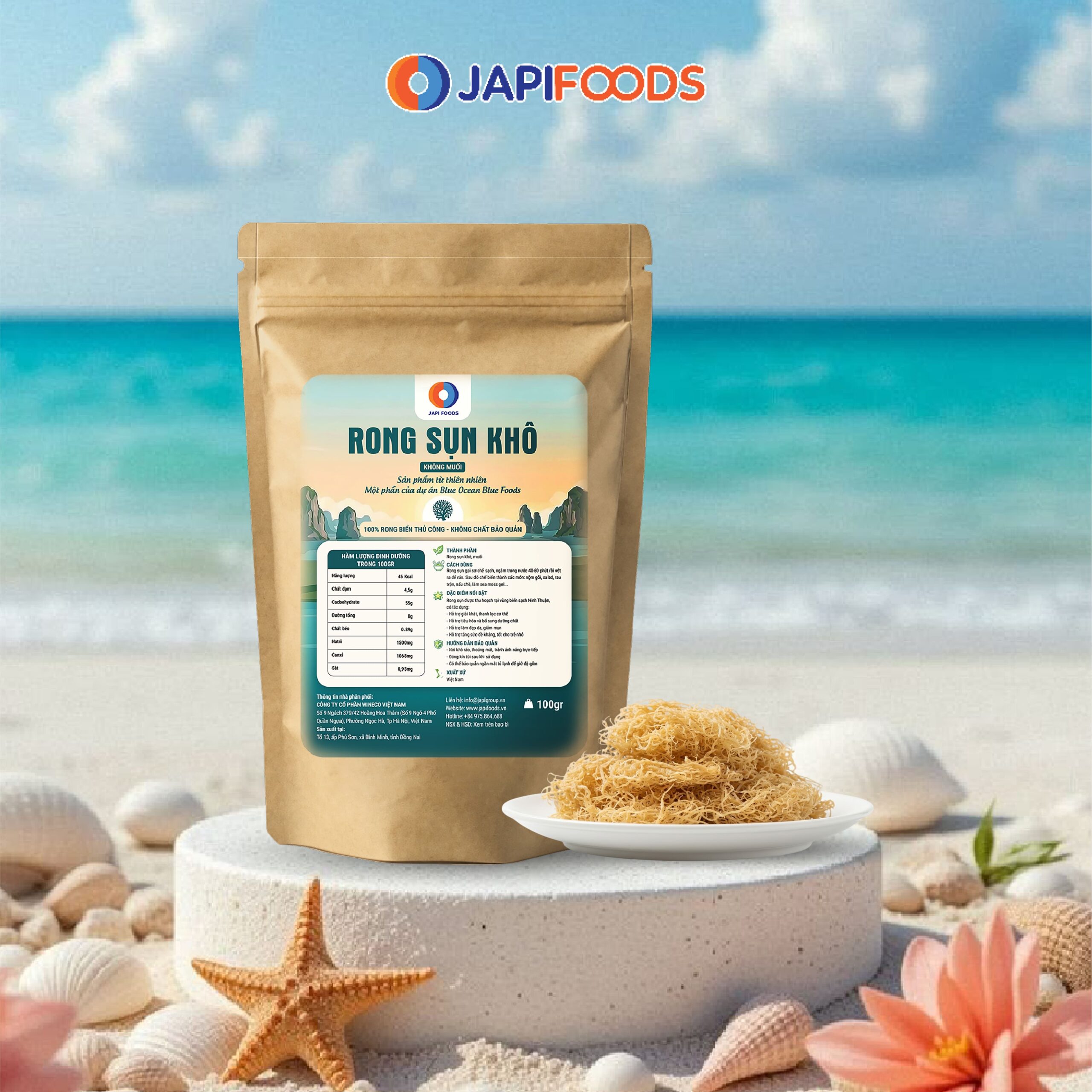 Rong sụn khô không muối 100gr