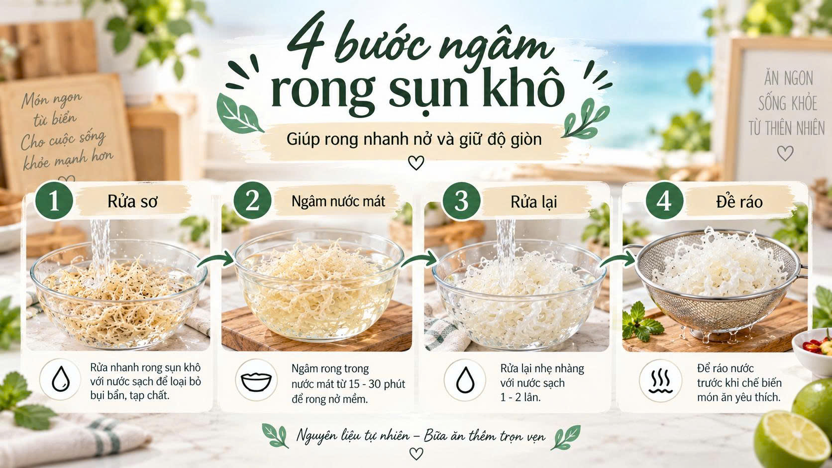  Cách ngâm rong sụn khô nhanh nở, giòn ngon, không bị mềm