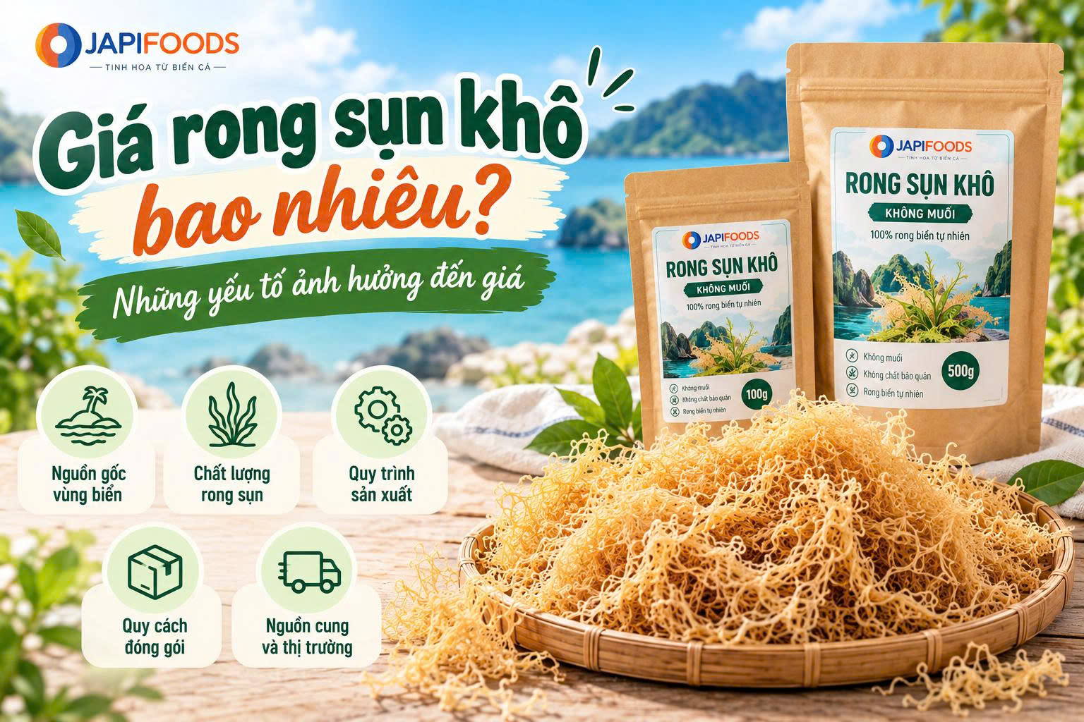 Giá rong sụn khô bao nhiêu? Các yếu tố ảnh hưởng đến giá