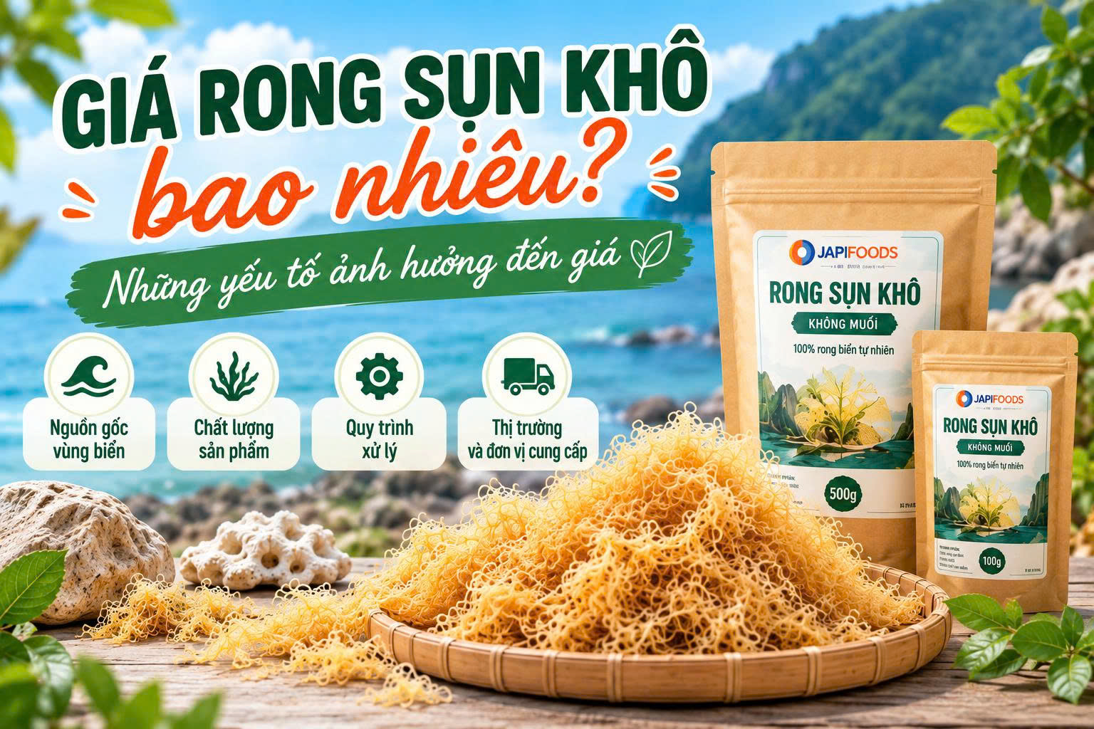 Giá rong sụn khô bao nhiêu? Các yếu tố ảnh hưởng đến giá