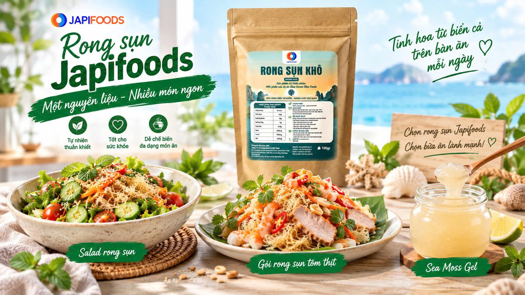 Rong sụn Japifoods: Rong khô không muối, dễ dùng tại nhà