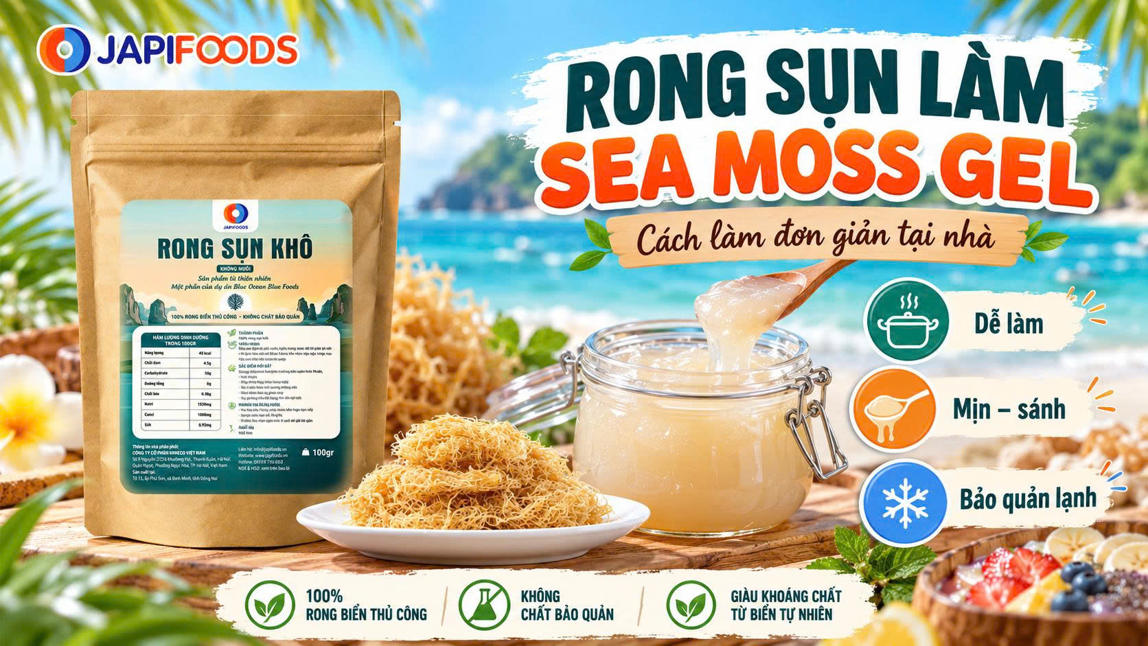 Rong sụn làm Sea Moss Gel: Cách làm đơn giản, dễ thành công