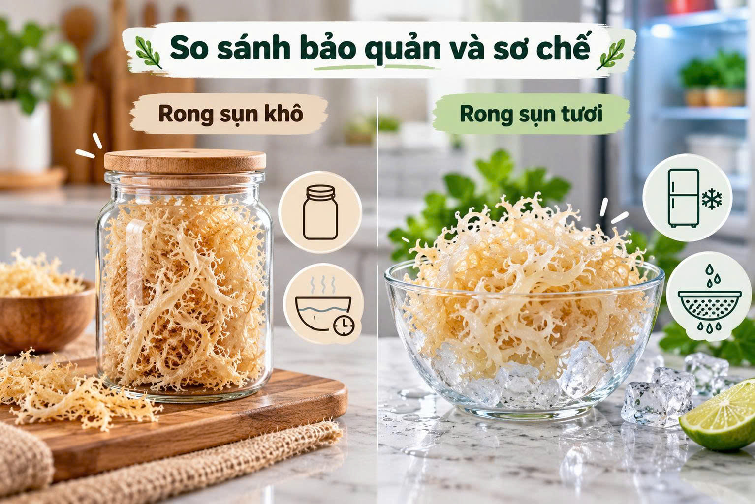 Rong sụn khô và rong sụn tươi khác nhau thế nào?